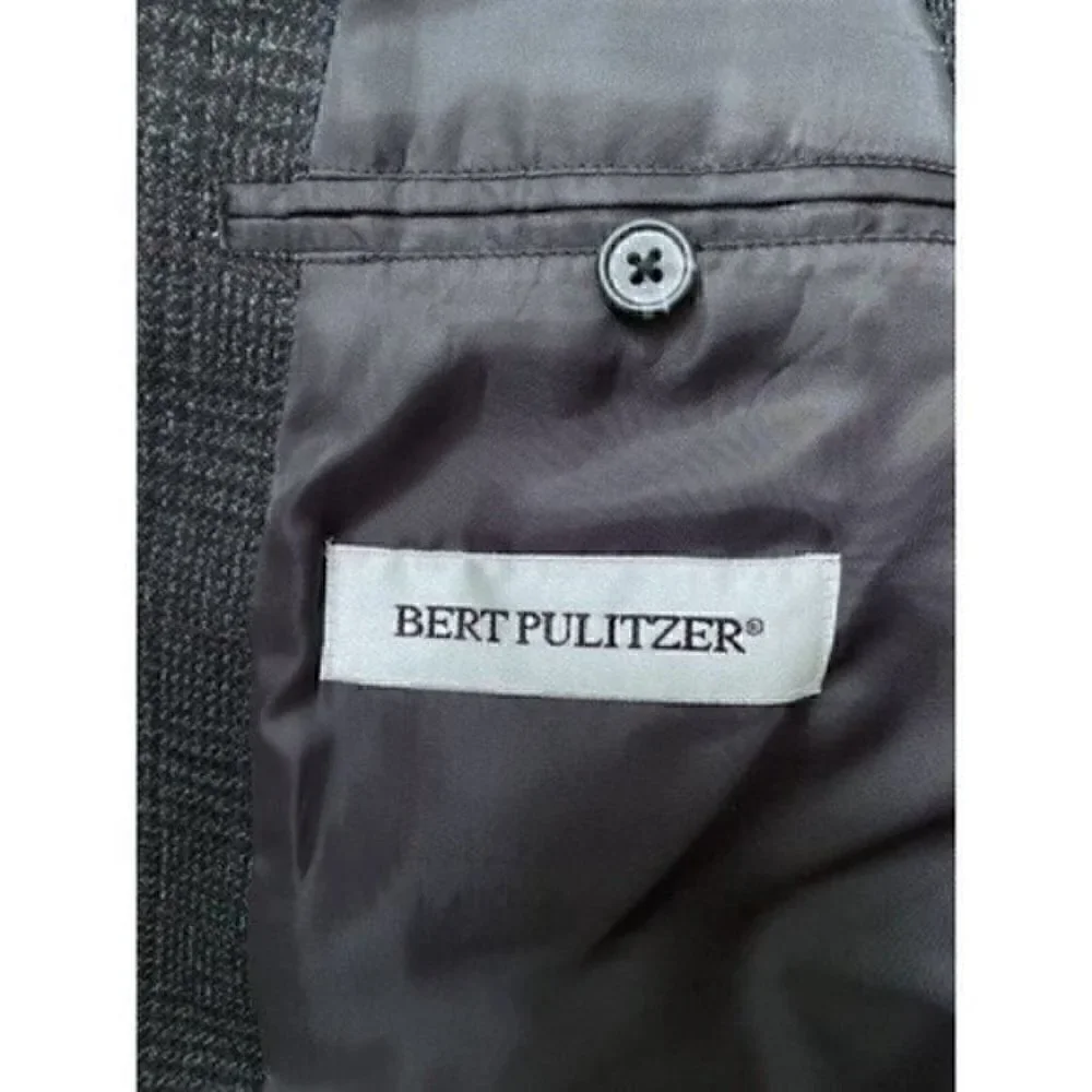 NWT Bert Pulitzer 100% Lambswool Plaid Sports Coat Blazer Dark Gray Men’s 44R
